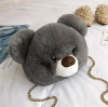 2020 New Super cute bear head fur bag, plush single-shoulder chain bag, fashionable and versatile crossbody bag, Jinquan 0801 booth details Picture